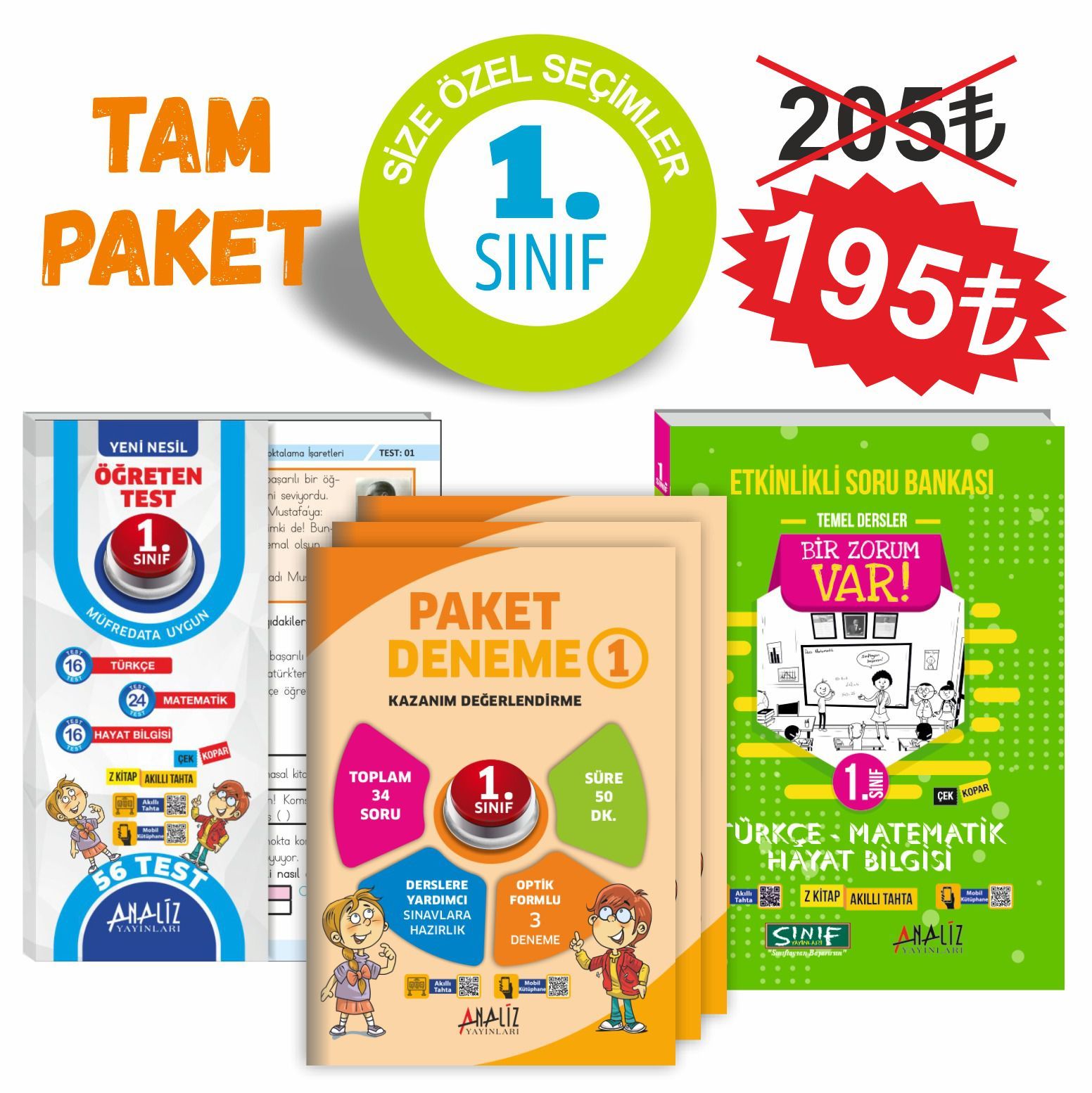 ANALİZ 1.SINIF 3'LÜ TAM SET(ETKİNLİKLİ SORU BANKASI+ÖĞRETEN TEST+PAKET DENEME)