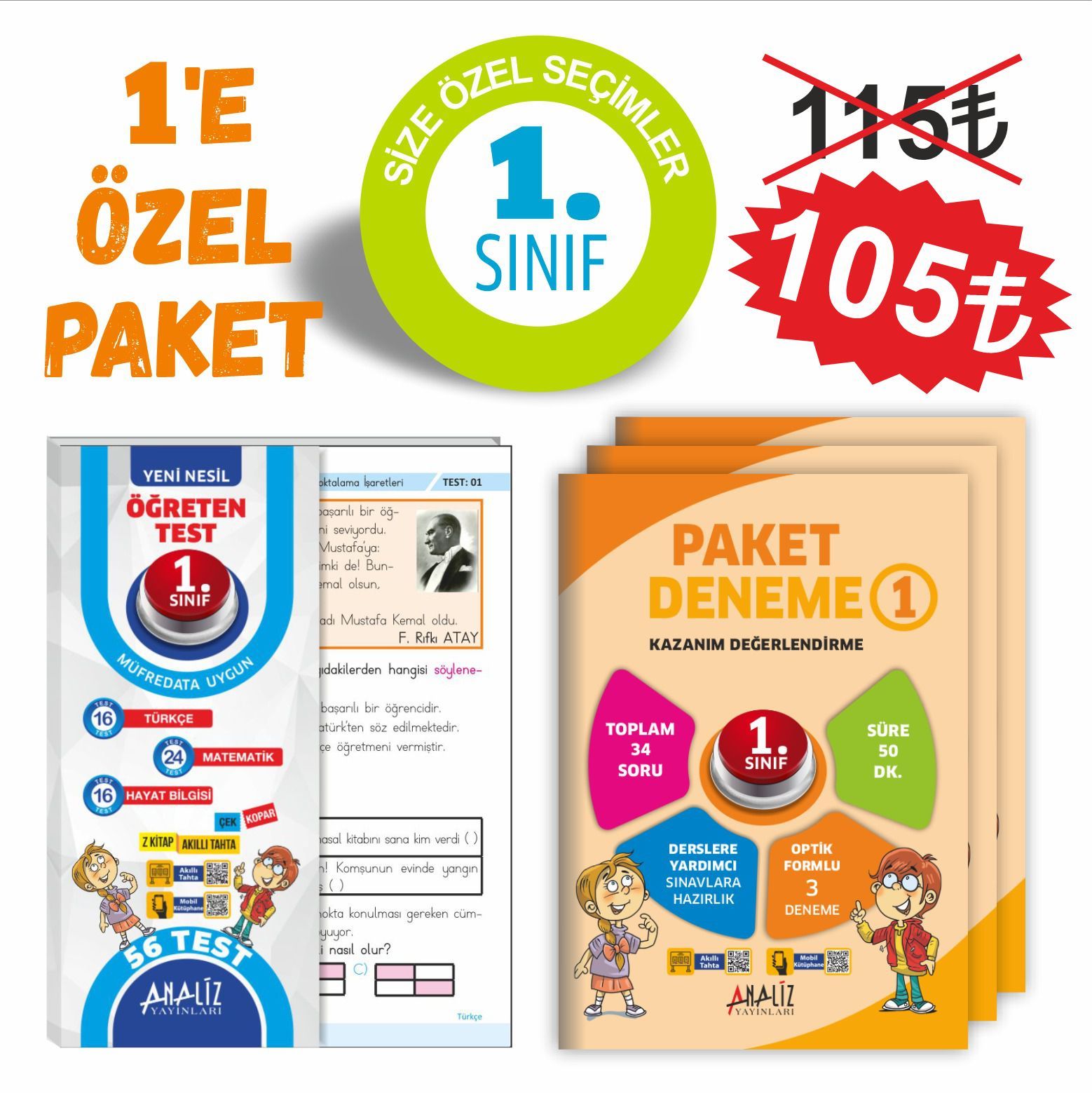 ANALİZ 1.SINIF 2'Lİ PAKET(ÖĞRETEN TEST+PAKET DENEME)