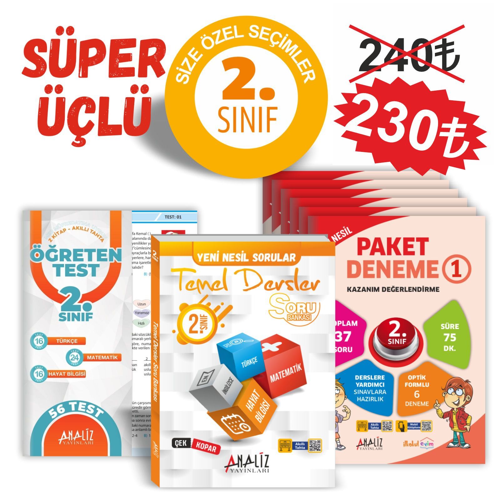 ANALİZ 2.SINIF SÜPER 3'LÜ (6'LI PAKET DENEME+YAPRAK TEST+SORU BANKASI)